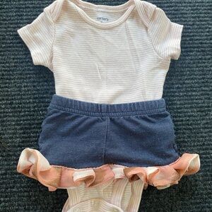 Carter's Pink and White Newborn Skirt and Onsie Set- Newborn